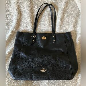 Coach Black Leather Tote Bag